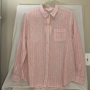 NWT beachlunchlounge stripe linen button down shirt women size XL,